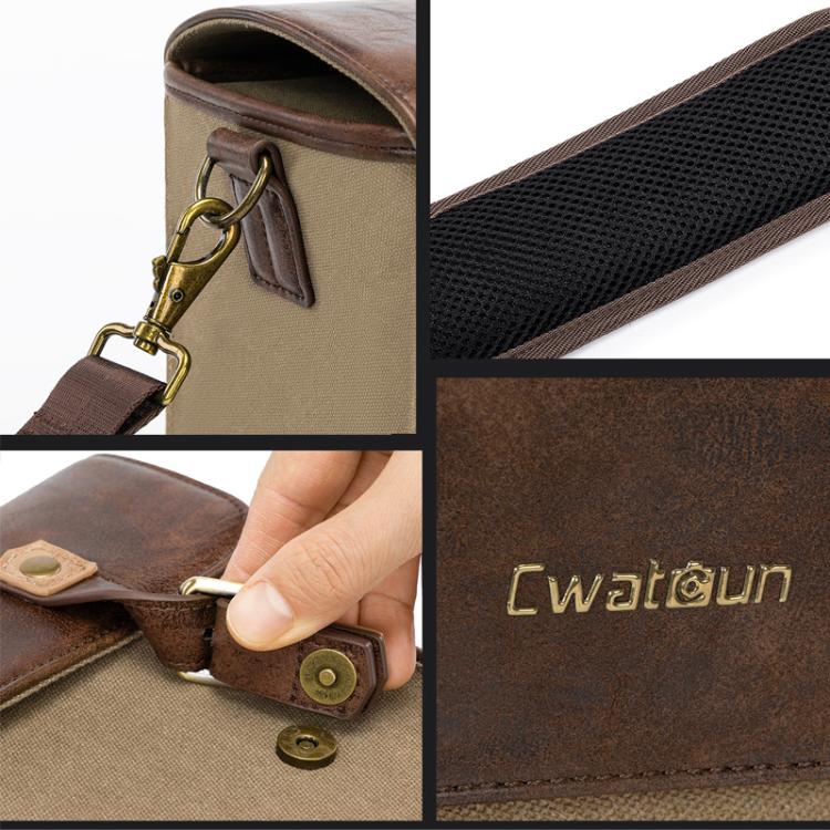 Cwatcun D181 Retro Single Shoulder Camera Bag Casual Mirrorless / DSLR Camera Canvas Bag, Small Brown, Medium Brown