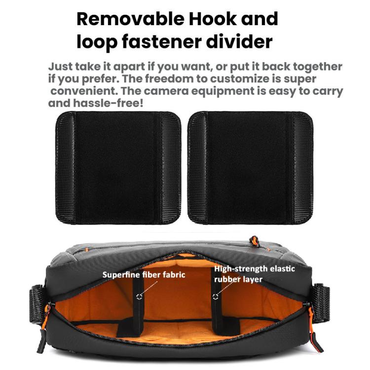 QISEMIAN XK110 Men Messenger Camera Bag Water-Resistant DSLR Photography Sling Bag With Removable Dividers & Tripod Mount