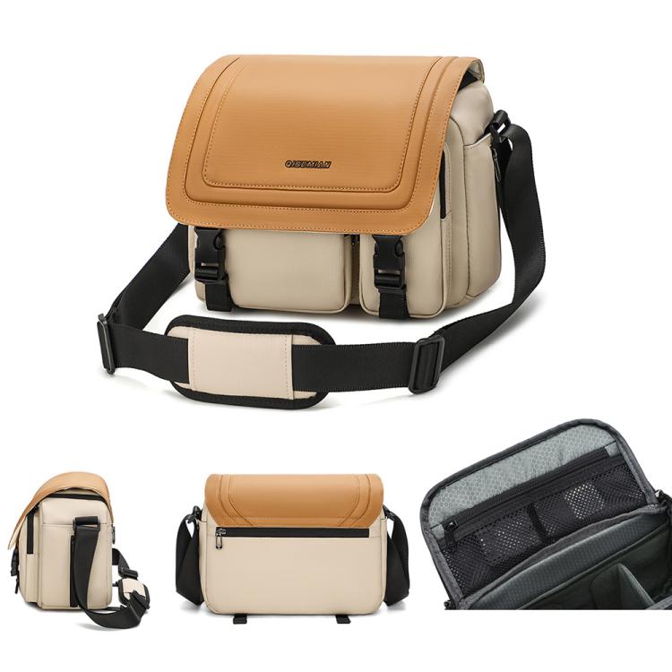 QISEMIAN Crossbody Camera Bag Water-Resistant Sling Messenger Bag With Tripod Mount, XK0040 Orange, XK0040 Green
