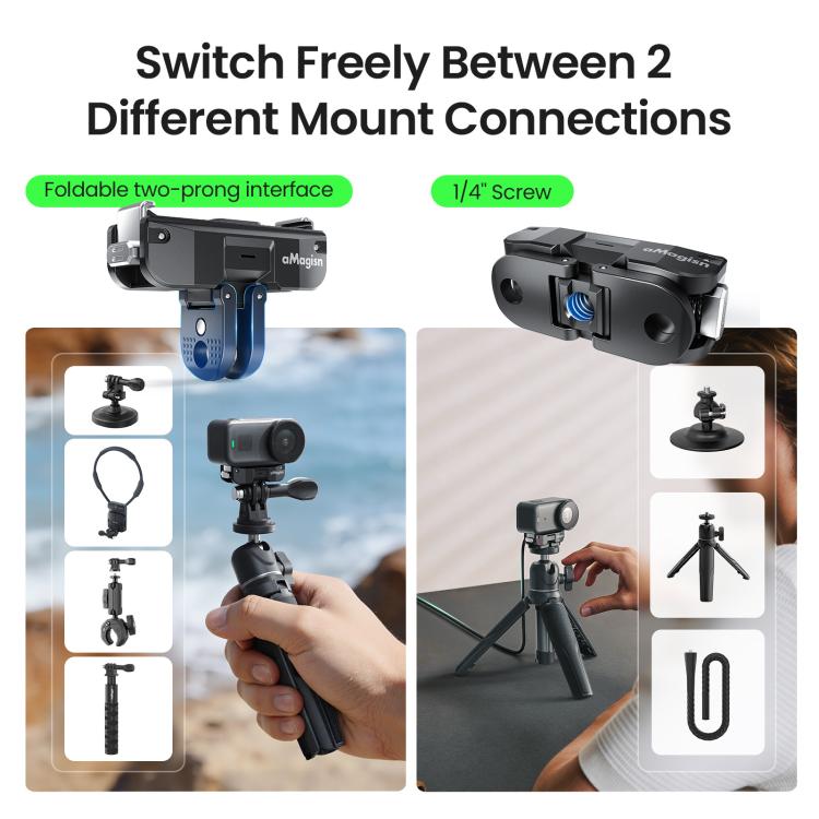 aMagisn TN02 Rechargeable Magnetic Quick-Release Base Action Camera Accessory, TN02