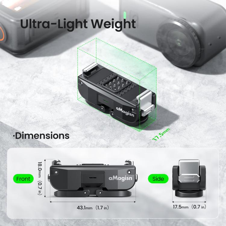 aMagisn TN02 Rechargeable Magnetic Quick-Release Base Action Camera Accessory, TN02