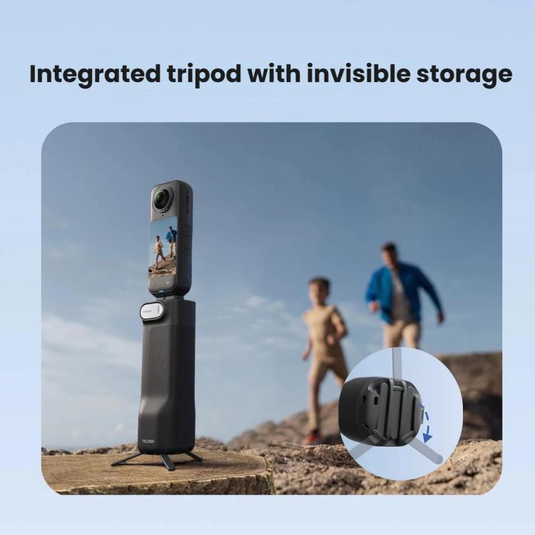 For Insta360 X5/X4 TELESIN Foldable Utility Grip Shooting Handle with Built-in Tripod