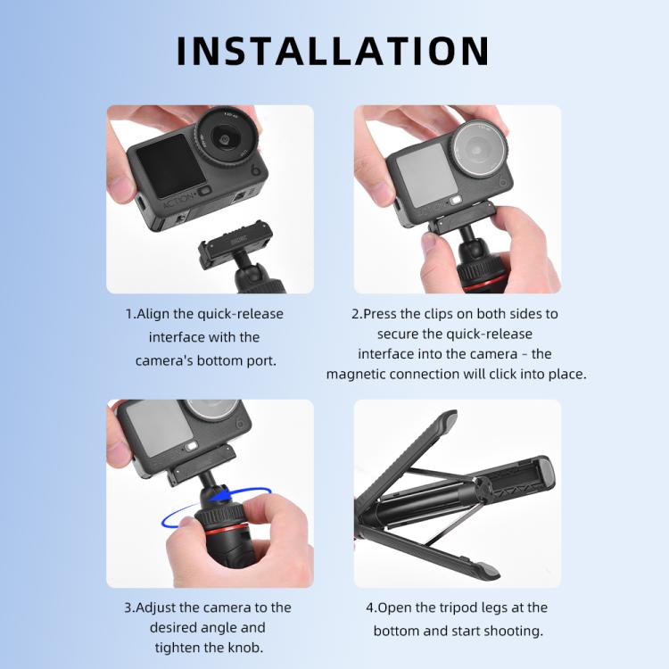 For DJI Osmo Action 6 / Nano BRDRC Extended Selfie Stick Quick-Release Tripod, AC6039_1