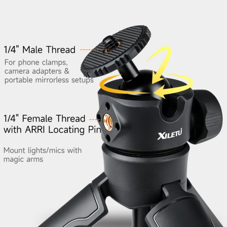 XILETU XS-21 Touch Ground Auto-Open Tripod Selfie Stick Extendable Pole With Universal Metal Ball Head 200-402mm