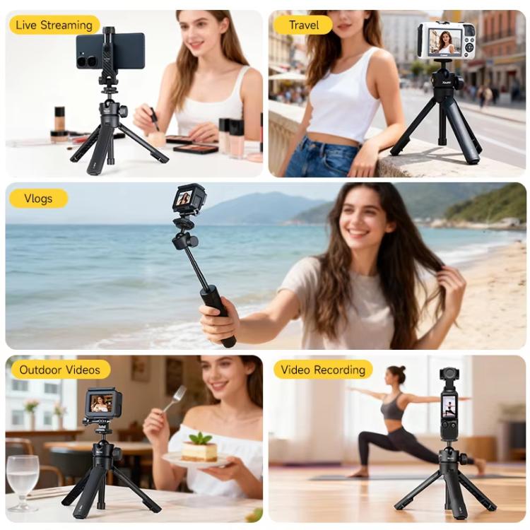 XILETU XS-21 Touch Ground Auto-Open Tripod Selfie Stick Extendable Pole With Universal Metal Ball Head 200-402mm