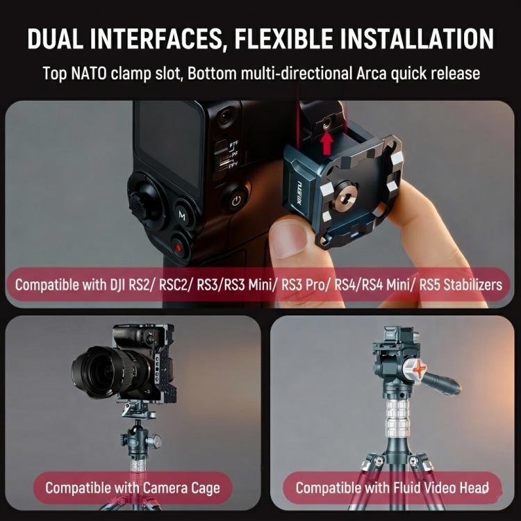 NATO Rail Clamp For DJI RS Series Stabilizer Arca-Swiss Compatible QR Mount Adapter, XILETU PC-38, XILETU PC-38A