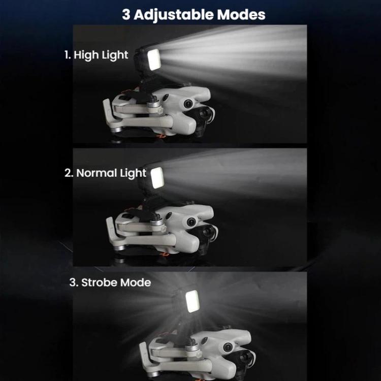 For DJI Mini 4 Pro Ultra Bright Night Flight Light 180-degree Adjustable LED Searchlight with 3 Light Modes