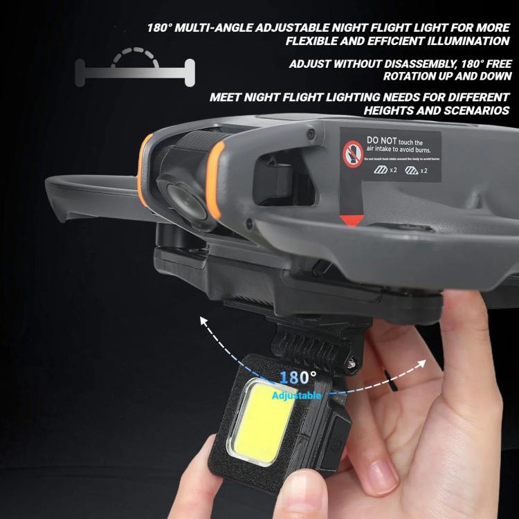 For DJI Avata 2 Night Flight Light Rechargeable LED Fill Light with 3 Light Modes, 180-degree Adjustable Angle Searchlight