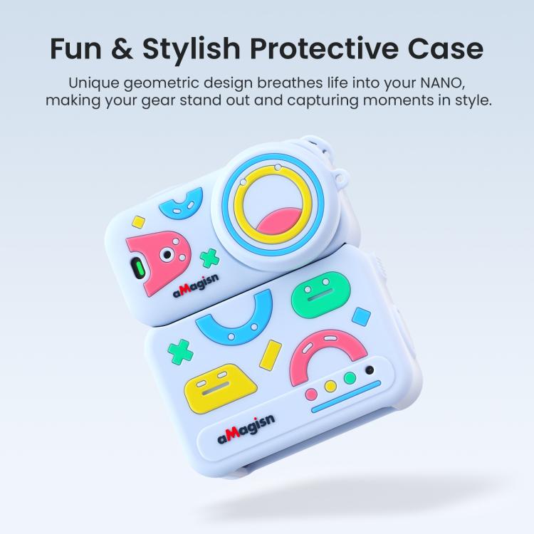 For DJI Osmo Nano aMagisn Fun Pattern Silicone Case 5-in-1 Full Body Protective Cover Skin with Lens Cap