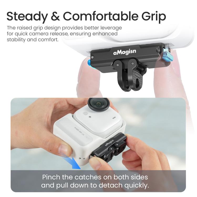 For Insta360 GO Ultra aMagisn Metal Magnetic Quick Release Mount 2.0 Lockable Adapter, For Insta360 GO Ultra