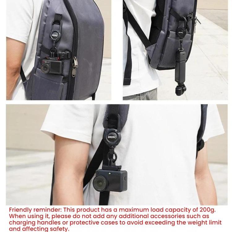 For DJI Osmo Action 6 / Pocket 3 / 4 BRDRC Action Camera Telescopic Backpack Carabiner, Normal