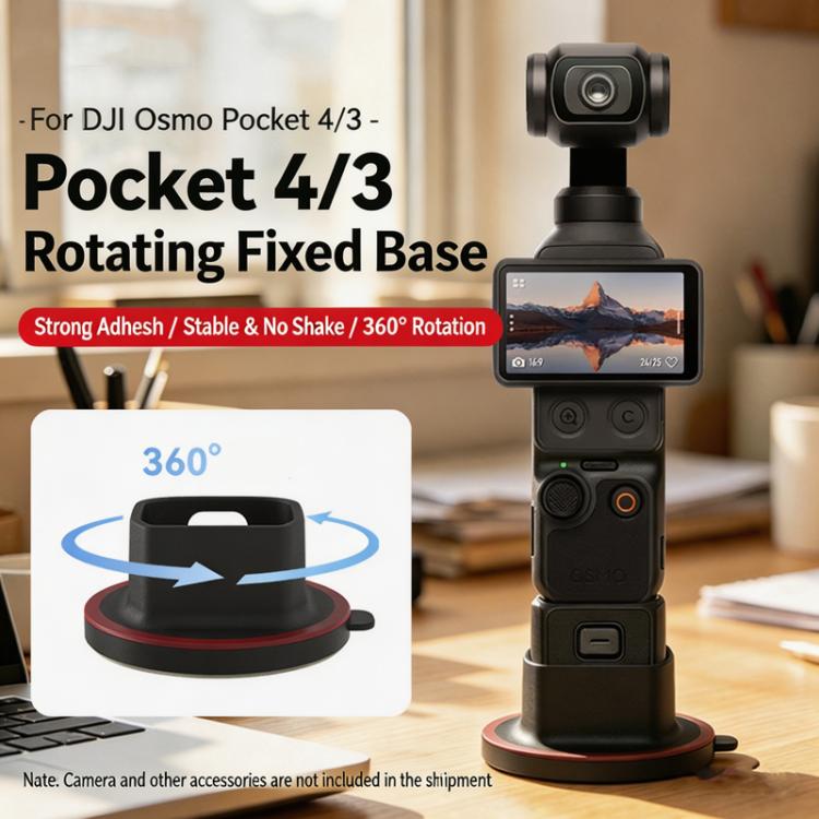 For DJI Osmo Pocket 4/3 Camera 360-degree Swivel Desktop Base Adhesive Stand Non-Slip Fixed Mount