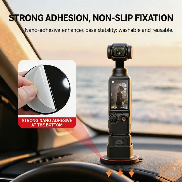 For DJI Osmo Pocket 4/3 Camera 360-degree Swivel Desktop Base Adhesive Stand Non-Slip Fixed Mount