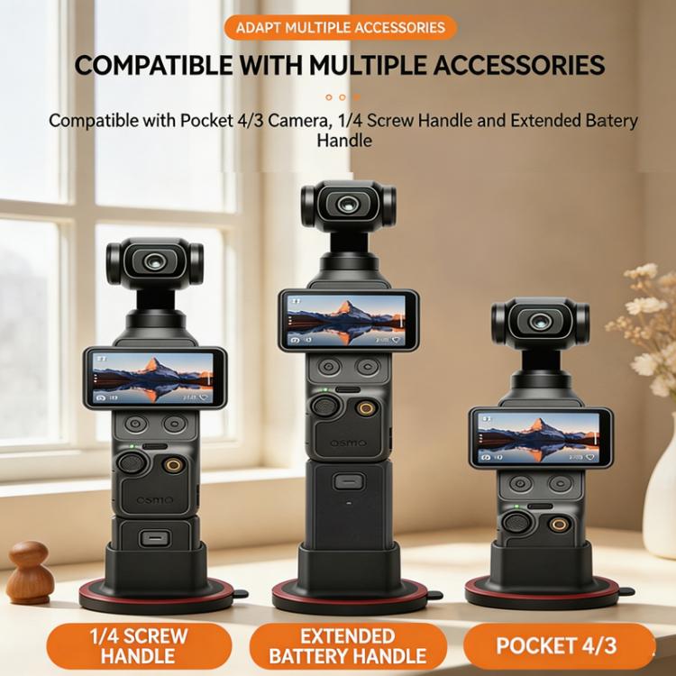 For DJI Osmo Pocket 4/3 Camera 360-degree Swivel Desktop Base Adhesive Stand Non-Slip Fixed Mount