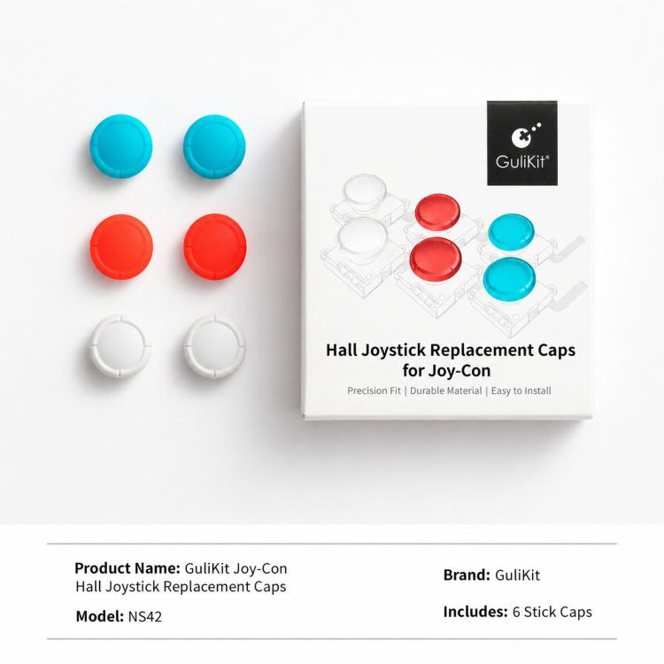 GuliKit 6pcs / Pack Joystick Replacement Caps for Joy-Con, Switch OLED & Switch Lite Analog Thumb Grip Covers