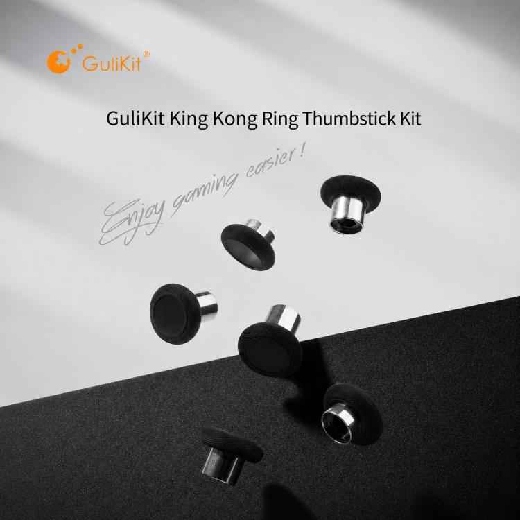 GuliKit NS34 King Kong Ring Thumbstick Kit 6-in-1 Replacement Joystick Caps with 3 Heights Compatible with GuliKit KingKong Controller Series, NS34 Black, NS34 Gray