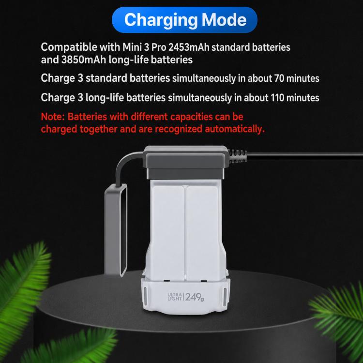 YX 3-Way Smart Charger with LCD Display For DJI Mini 5 Pro / Mini 4 Pro / Mini 3 Pro / Mini 3 Multi Battery Charging Hub, US Plug, EU Plug, UK Plug, AU Plug