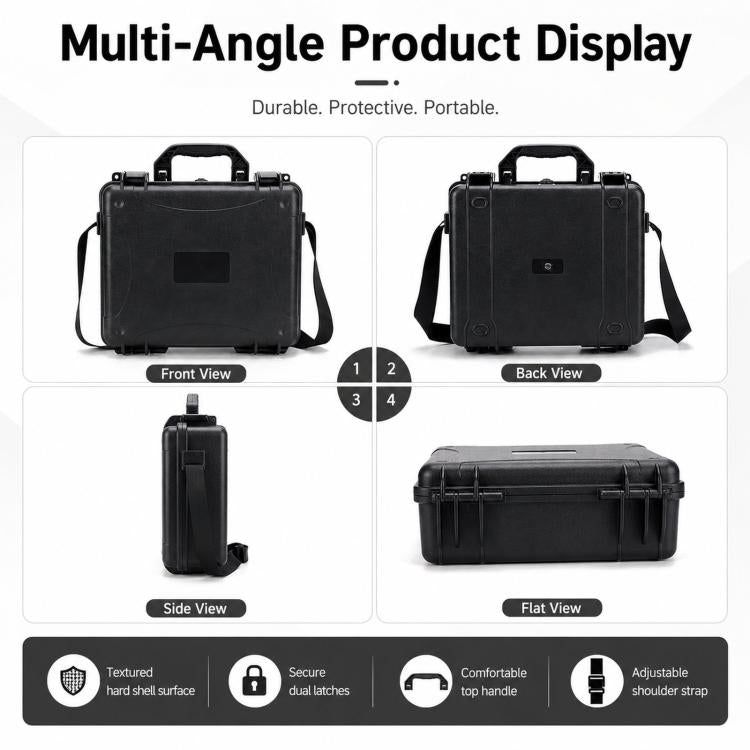 For DJI Lito 1 / X1 Drone Shockproof Safety Case Outdoor Portable Waterproof Storage B, Black No Shoulder Strap, Black With Shoulder Strap