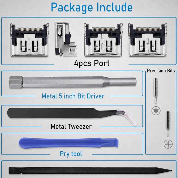 For PS5 Console 4-Piece HDMI Sockets With T8 Screwdriver And Pry Repair Tools Set