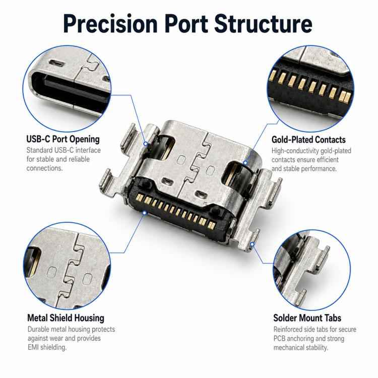 For Switch 2 Pro Controller USB-C Charger Port Socket Dock Connector Repair Part, USB-C Charger Port
