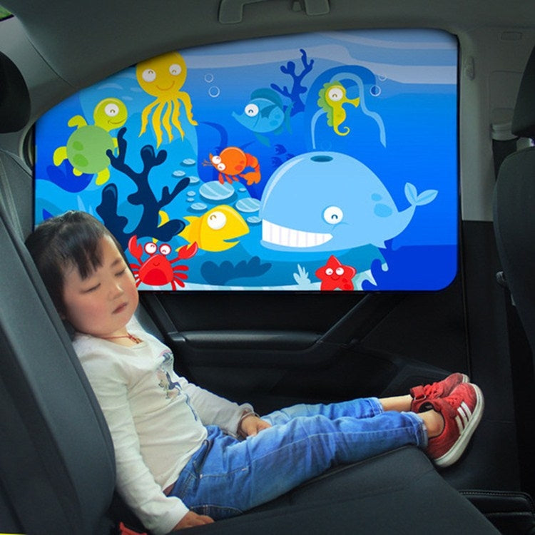 Car Cartoon Magnetic Sunshade Sunscreen Telescopic Collapsible Sunshield, Driving, Co-pilot, Rear Square