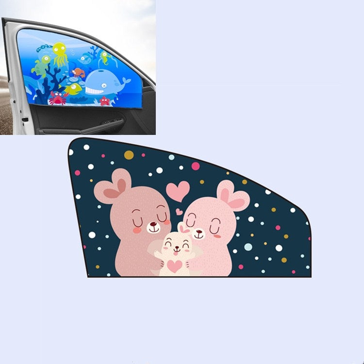 Car Cartoon Magnetic Sunshade Sunscreen Telescopic Collapsible Sunshield, Driving, Co-pilot, Rear Square