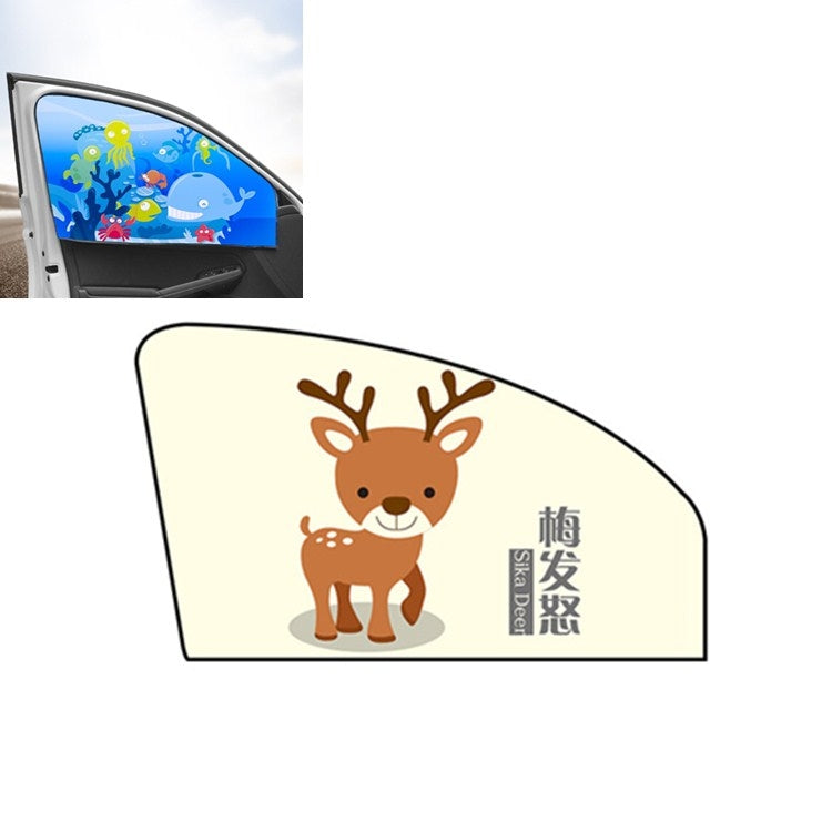 Car Cartoon Magnetic Sunshade Sunscreen Telescopic Collapsible Sunshield, Driving, Co-pilot, Rear Square