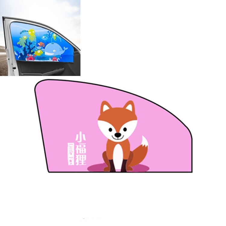 Car Cartoon Magnetic Sunshade Sunscreen Telescopic Collapsible Sunshield, Driving, Co-pilot, Rear Square