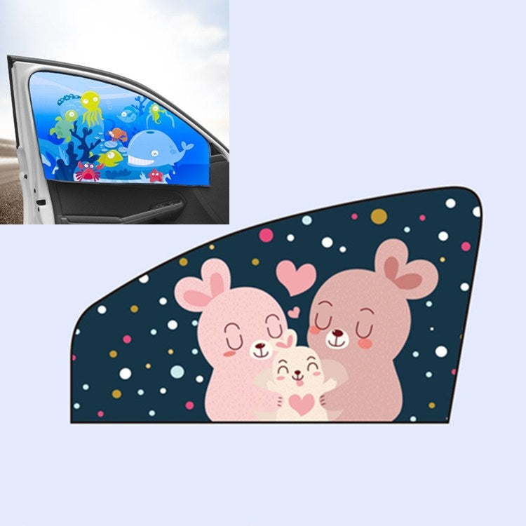 Car Cartoon Magnetic Sunshade Sunscreen Telescopic Collapsible Sunshield, Driving, Co-pilot, Rear Square