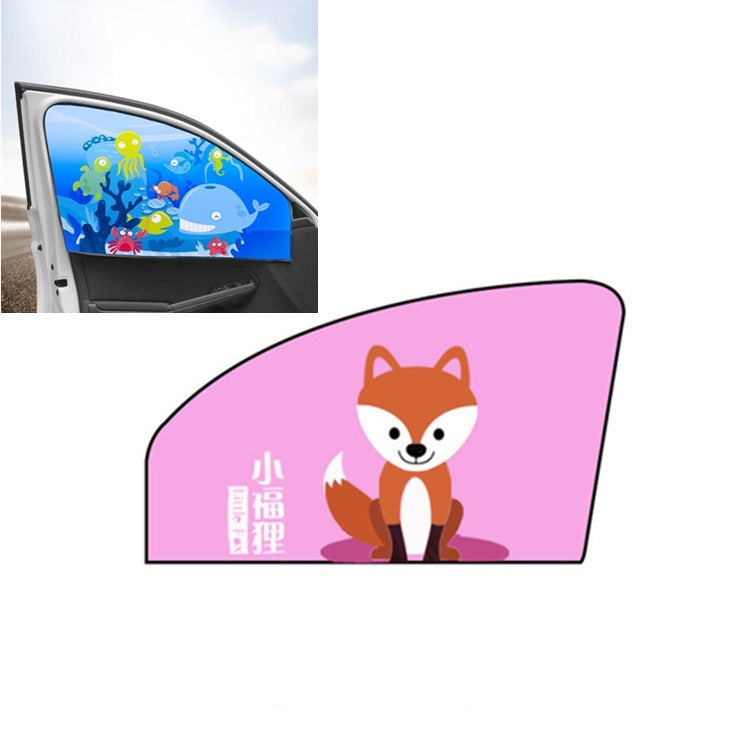 Car Cartoon Magnetic Sunshade Sunscreen Telescopic Collapsible Sunshield, Driving, Co-pilot, Rear Square