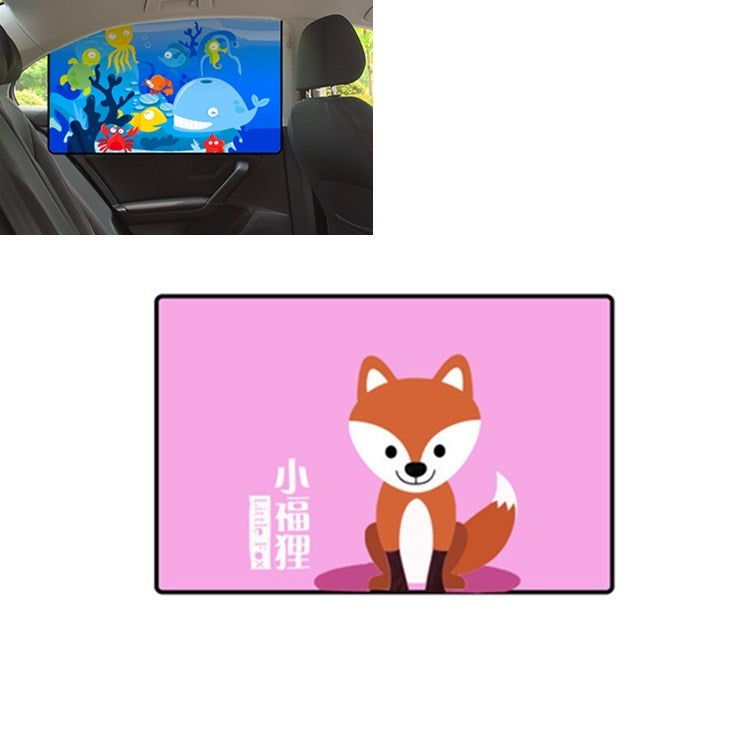 Car Cartoon Magnetic Sunshade Sunscreen Telescopic Collapsible Sunshield, Driving, Co-pilot, Rear Square