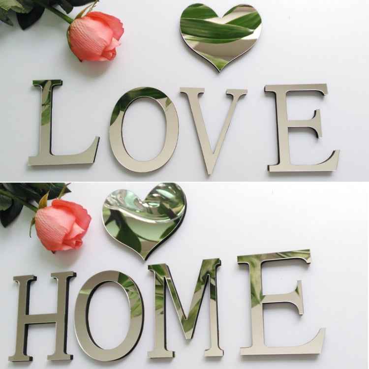 2 PCS Home Decoration Creative Personality English Letters Acrylic Mirror 3D DIY Wall Stickers