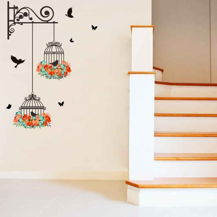 Birdcage Flower Flying Living Room Nursery Room Wall Stickers Vinyl Wall Decals Wall Sticker