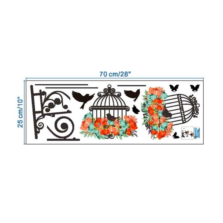 Birdcage Flower Flying Living Room Nursery Room Wall Stickers Vinyl Wall Decals Wall Sticker