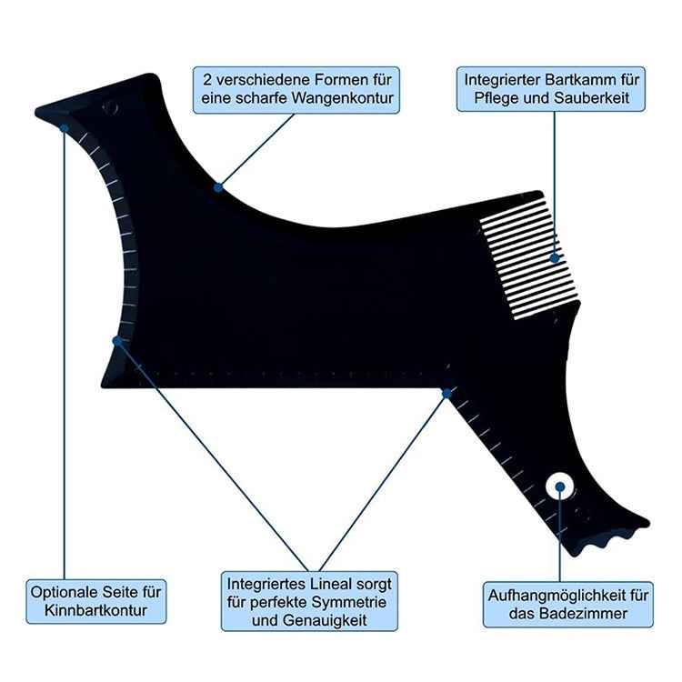 3 PCS Beard Styling Template Stencil Men Comb All-In-One Beard Shaping Tool, Beard Styling Black