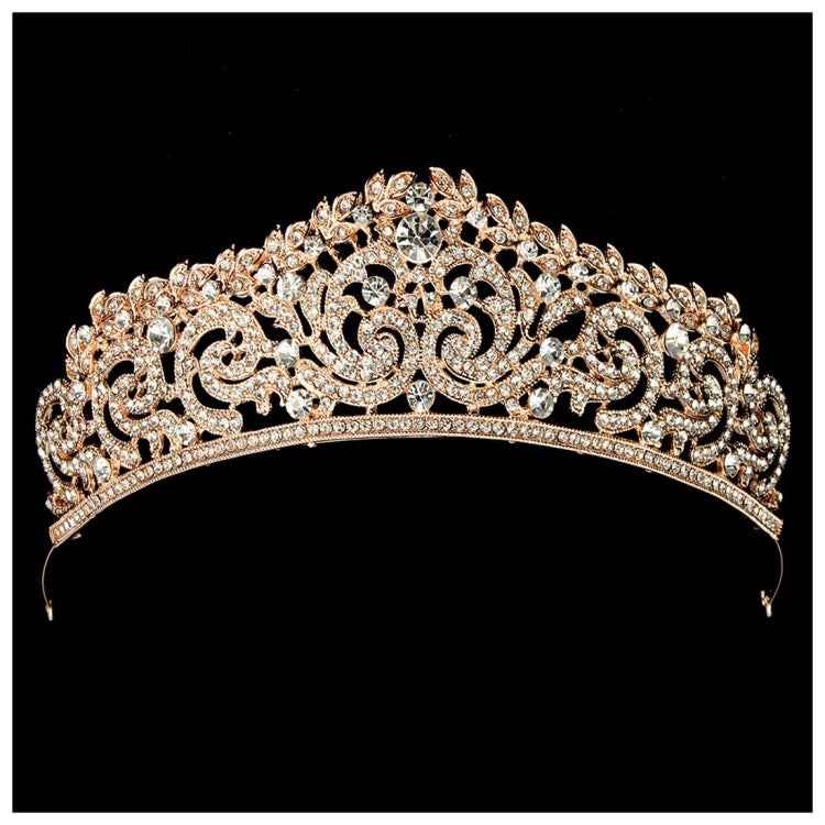 Women Bridal Wedding Jewelry Tiaras Crown Gold Color Full Crystal Rhinestones Accessories Headband Tiaras Crowns