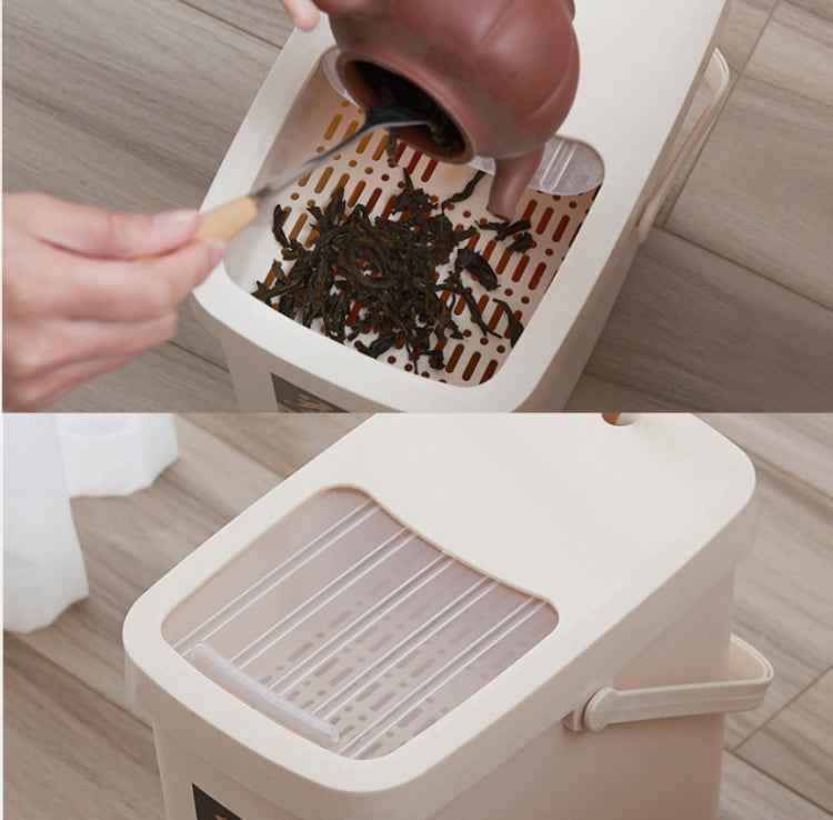 Office Plastic Tea Residue Bucket Tea Waste Bucket Push Lid Portable Trash Can, 7L, 10L