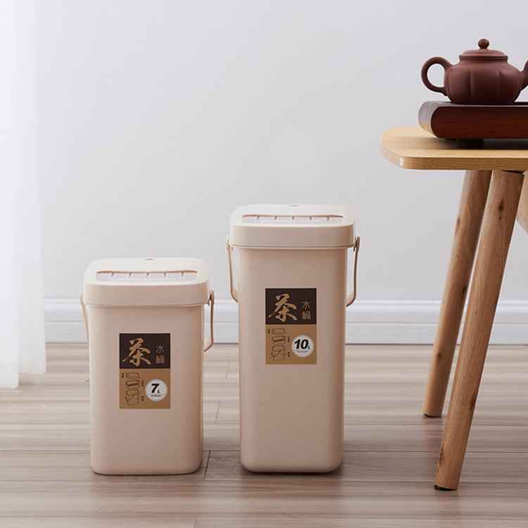 Office Plastic Tea Residue Bucket Tea Waste Bucket Push Lid Portable Trash Can, 7L, 10L