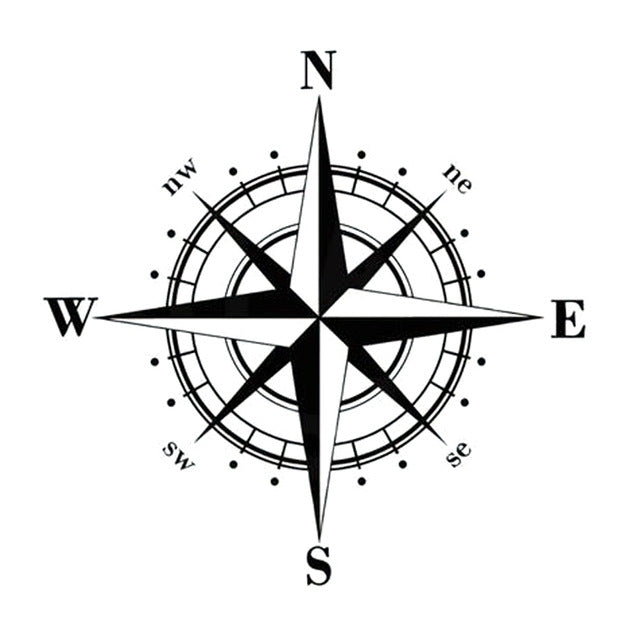 10pcs Art Design Vinyl NSWE Compass Car Stickers Decals Black/Silver, 10 PCS White + Black, 10 PCS Black + White