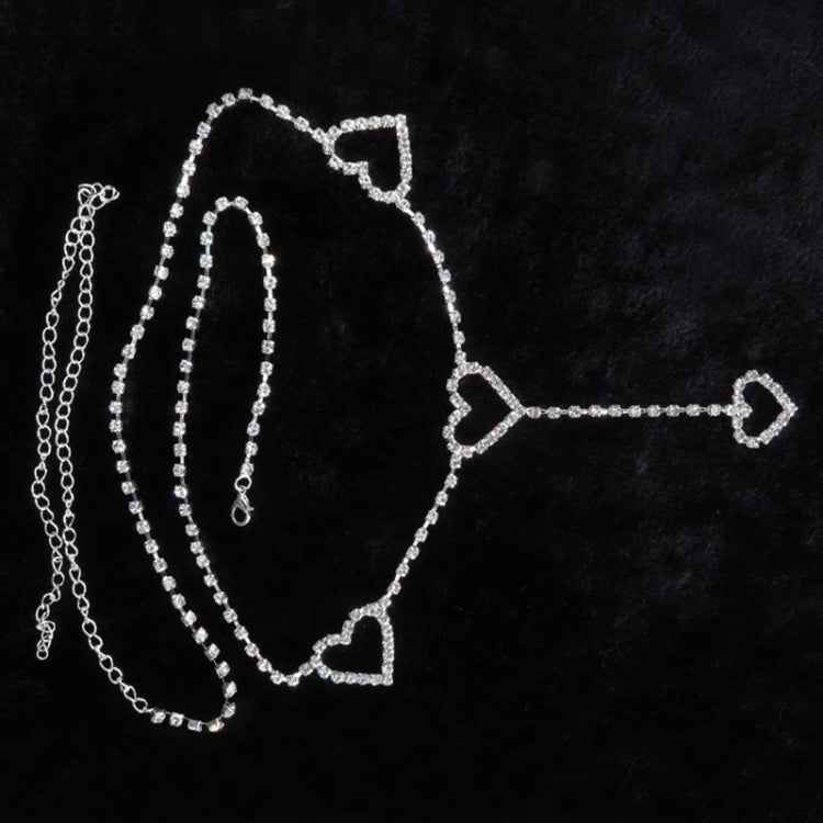 Vintage Heart Waist Chain Sexy Rhinestone Belts, Length: 120cm