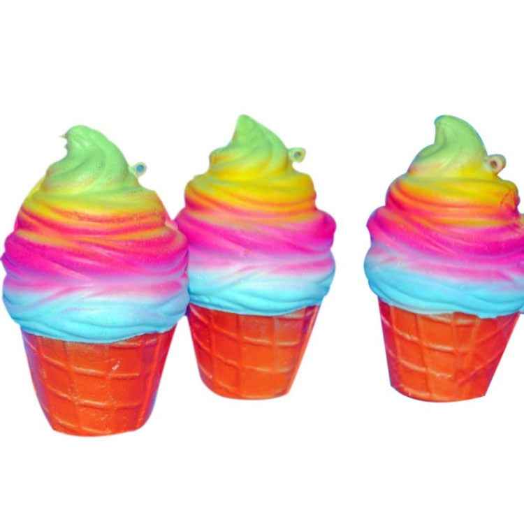2 PCS rainbow ice cream cone decompression toys with rope
