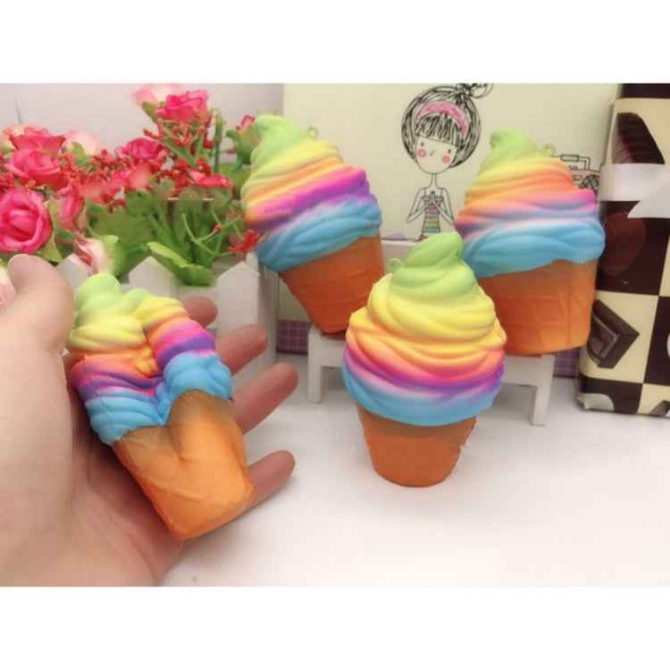 2 PCS rainbow ice cream cone decompression toys with rope