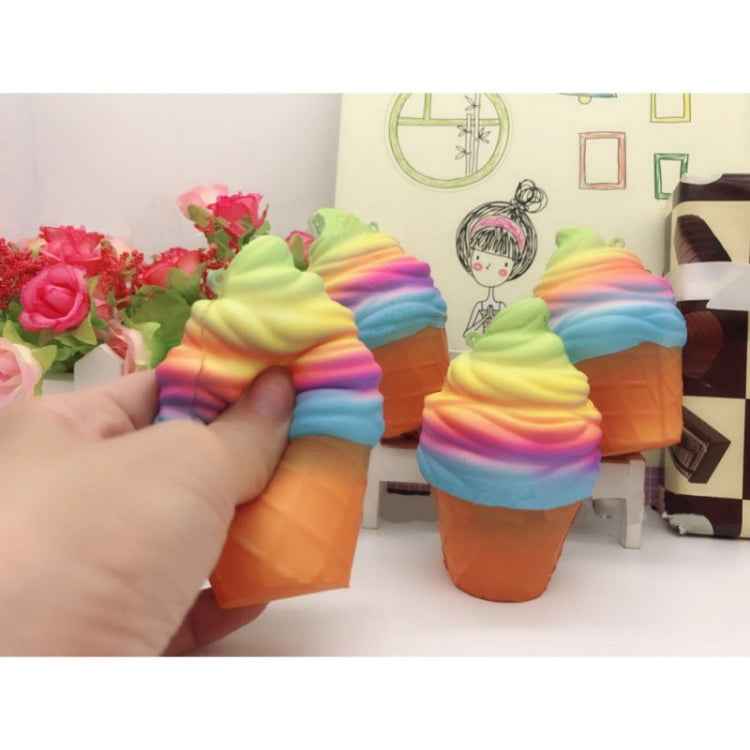 2 PCS rainbow ice cream cone decompression toys with rope
