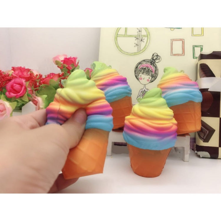 2 PCS rainbow ice cream cone decompression toys with rope, rainbow ice cream