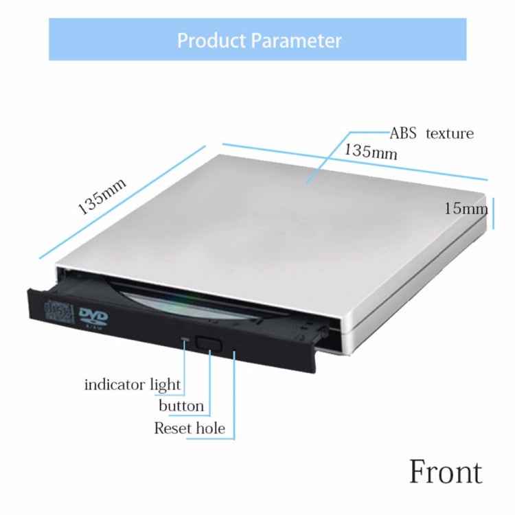 USB 2.0 Portable Ultra Slim External Slot-in DVD-RW CD-RW CD DVD ROM Player Drive Writer Rewriter Burner for PC