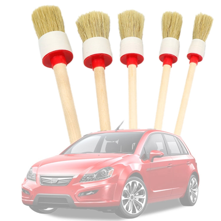 5 Pcs Car Detailing Brush Cleaning Natural Boar Hair Brushes Auto Detail Tools Products Wheels Dashboard, 5 in 1 Black, 5 in 1 White, 5 in 1 Random Color Delivery