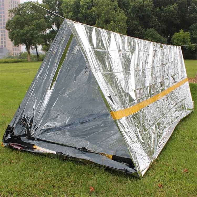 Emergency Simple Tent Outdoor Rescue Blanket First Aid Sunscreen Insulation Blanket, Silver, Orange