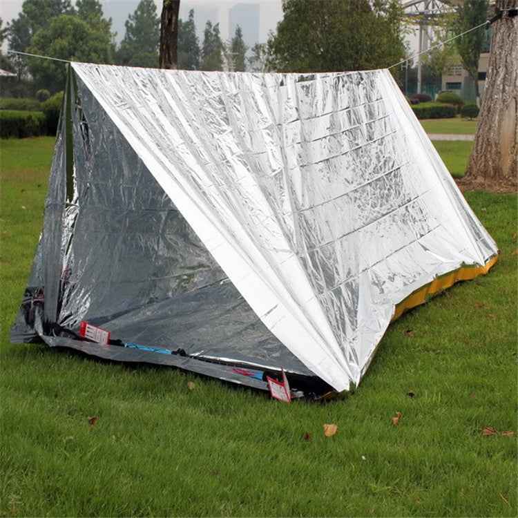 Emergency Simple Tent Outdoor Rescue Blanket First Aid Sunscreen Insulation Blanket, Silver, Orange