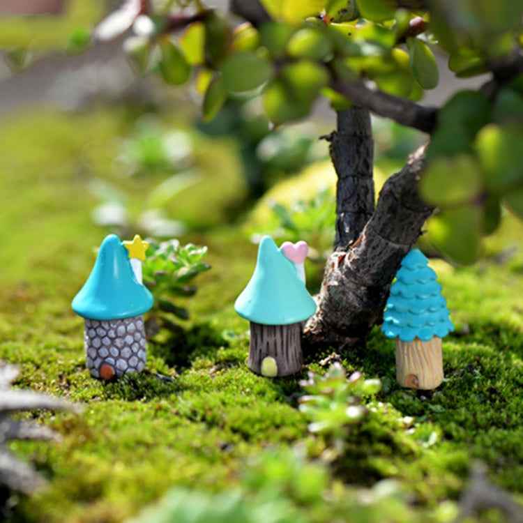2 PCS Cartoon Tree House Moss Micro-landscape Fleshy Ornaments Jewelry, Random Style Delivery