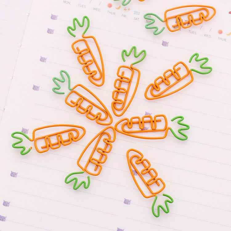 5 PCS Creative Kawaii Carrot Shaped Metal Paper Clip Bookmark Stationery School Office Supply